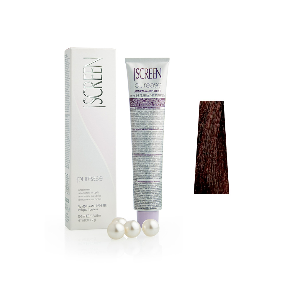 Крем-фарба без аміаку з протеїнами перлів SCREEN Purease 3F (3.6) Flame Dark Brown, 100 ml - 1